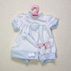 Completo bambola Antonio Juan 40-42 cm - Body maniche corte e cappello blu-bianco