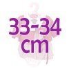 Completo bambola Antonio Juan 33-34 cm - Completo stampato con giacca fucsia e fiocco per la testa