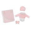 Completo per bambola Así 36 cm - Tutine bianche e giacca rosa, stivaletti e coperta per bambola Koke