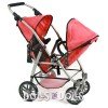Passeggino gemellare Vario 79 cm per bambole - Bayer Chic 2000 - Navy-Coral a pois