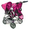 Passeggino gemellare Vario 79 cm per bambole - Bayer Chic 2000 - Fucsia e Navy a pois