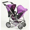 Passeggino gemellare Vario 79 cm per bambole - Bayer Chic 2000 - Viola a scacchi con farfalle
