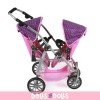 Passeggino gemellare Vario 79 cm per bambole - Bayer Chic 2000 - Dots Purple Pink