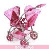 Passeggino gemellare Vario 79 cm per bambole - Bayer Chic 2000 - Dots Pink