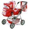 Carrozzina per bambole Road Star 82 cm - Bayer Chic 2000 - Fantasia rossa e cerchi