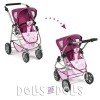 Emotion 2 in 1 carrozzina per bambole 77 cm - Combinazione sedia e navicella - Bayer Chic 2000 - Pois rosa lampone