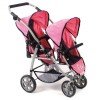 Passeggino gemellare per bambole, Bayer Chic 2000 Vario - Rosa-Marino mariposas 79 cm