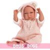 Bambola Llorens 42 cm - Lala piangente neonato con culla a treccia