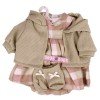 Vestiti per bambole Llorens 42 cm - Completo stampato quadrato con giacca e stivaletti beige