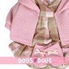 Vestiti per bambole Llorens 42 cm - Completo stampato quadrato con giacca rosa e stivaletti