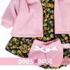 Vestiti per bambole Llorens 42 cm - Completo stampato a fiori con giacca e stivaletti rosa