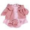 Vestiti per bambole Llorens 42 cm - Completo stampato a strisce con giacca e stivaletti rosa