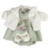 Vestiti per bambole Llorens 42 cm - Completo verde stampato con giacca e stivaletti bianchi
