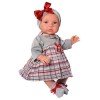 Bambola Así 46 cm - Leone con vestito scozzese rosso e grigio