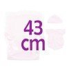Completo per bambola Así - Body rosa, cappello e sacco a pelo rosa con plumeti bianchi per bambola Maria 43 cm
