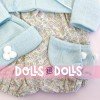 Completo per bambola Así - Pagliaccetti celesti Flowers con giacca, stivaletti e cappello, per bambola Pablo 43 cm