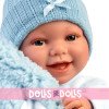 Bambolo Llorens 38 cm - Liam sorride con un sacco a pelo azzurro