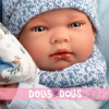 Bambolo Llorens 40 cm - Nico neonato con un sacco a pelo blu