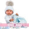 Bambola Llorens 43 cm - Tino neonato con bambi toquilla blu chiaro
