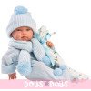 Bambola Llorens 43 cm - Tino neonato con bambi toquilla blu chiaro