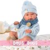 Bambola Llorens 40 cm - Nico neonato con una borsa blu