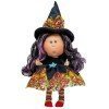 Bambola Nines d'Onil 23 cm - Piccola Mia Halloween con capelli ondulati neri e viola (Strega)