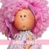 Bambola Nines d'Onil 23 cm - Little Mia con capelli ricci rosa e abito a fiori