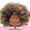 Bambola Nines d'Onil 23 cm - Little Mia con capelli ricci castano scuro e riflessi bianchi - Senza vestiti
