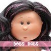 Bambola Nines d'Onil 23 cm - Piccola Mia con capelli ondulati neri e viola - Senza vestiti