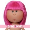 Bambola Nines d'Onil 23 cm - Little Mia con capelli lisci color fucsia e frangia - Senza vestiti