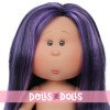 Bambola Nines d'Onil 23 cm - Little Mia con capelli lisci blu navy e lilla scuro - Senza vestiti
