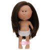 Bambola Nines d'Onil 23 cm - Little Mia con capelli lisci e castani - Senza vestiti
