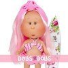 Bambola Nines d'Onil 23 cm - Little Mia summer con capelli rosa, fascia per capelli e costume da bagno