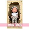 Bambola Nines d'Onil 30 cm - Mia ARTICOLATA - bruna con maglietta bianca, pantaloni stampati e mascotte