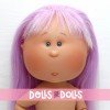 Bambola Nines d'Onil 30 cm - Mia ARTICOLATA - Mia con capelli lisci viola con frangia - Senza vestiti