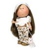 Bambola Nines d'Onil 30 cm - Mia bruna con maglietta bianca, pantaloni stampati e mascotte