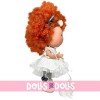 Bambola Nines d'Onil 30 cm - Mia con capelli rossi, vestito bianco e mascotte