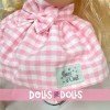 Bambola Nines d'Onil 30 cm - Mia bionda con vestito a scacchi rosa e mascotte