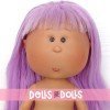 Bambola Nines d'Onil 30 cm - Mia con capelli lisci viola con frangia - Senza vestiti