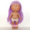 Bambola Nines d'Onil 30 cm - Mia con capelli lisci viola con frangia - Senza vestiti