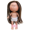 Bambola Nines d'Onil 30 cm - Mia con capelli lisci castani e treccia - Senza vestiti
