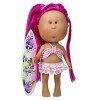 Bambola Nines d'Onil 30 cm - Mia summer con capelli fucsia in una coda di cavallo e costume da bagno