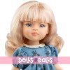 Bambola Paola Reina 32 cm - Las Amigas - Roxana con un vestito blu con fiori arancioni