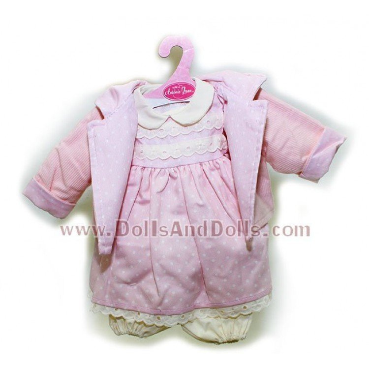 Vestido rosa motas con chaqueta 40-42 cm