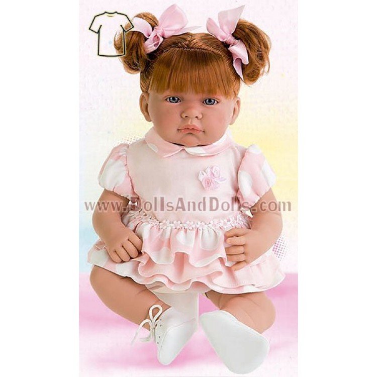 Vestido rosa lunares 40-42 cm