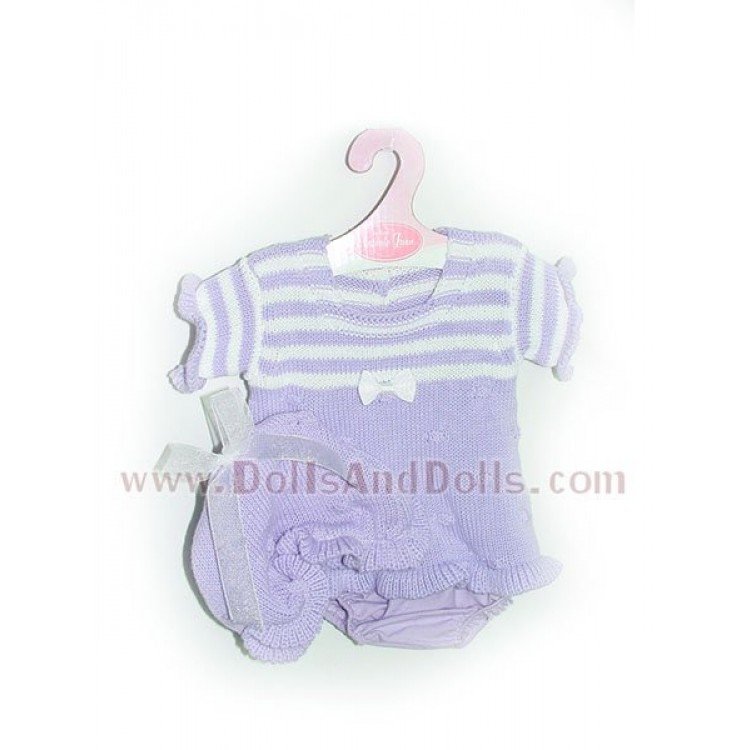 Vestido morado-rayas algodón con gorro 40-42 cm