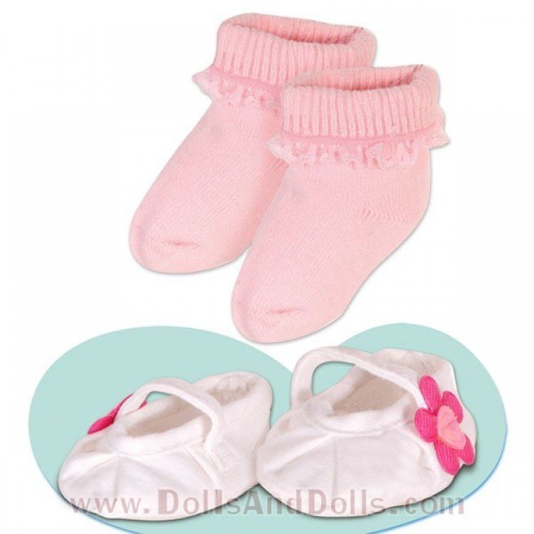 Zapatos y calcetines Nenuco - Zapatos blancos con flor