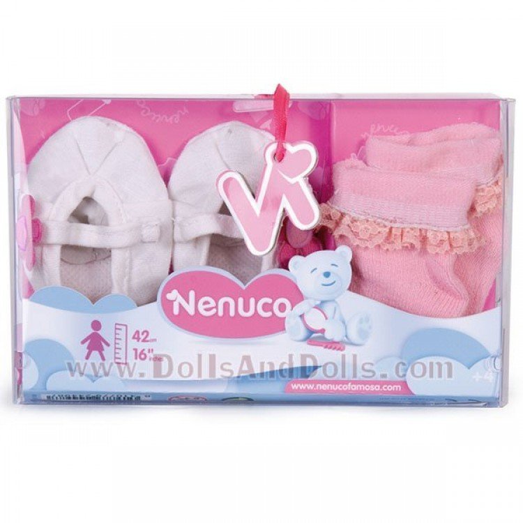 Zapatos y calcetines Nenuco - Zapatos blancos con flor