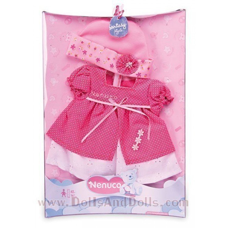 Ropita fantasía Nenuco - Vestido fucsia motas blancas