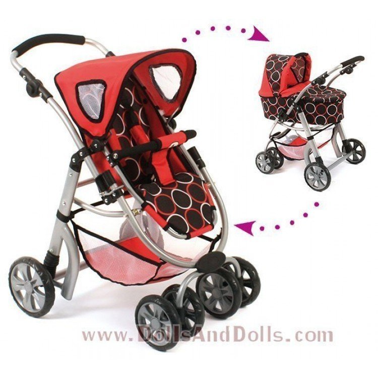 Combi de silla y capazo Chic Joyrider rojo círculos 74 cm
